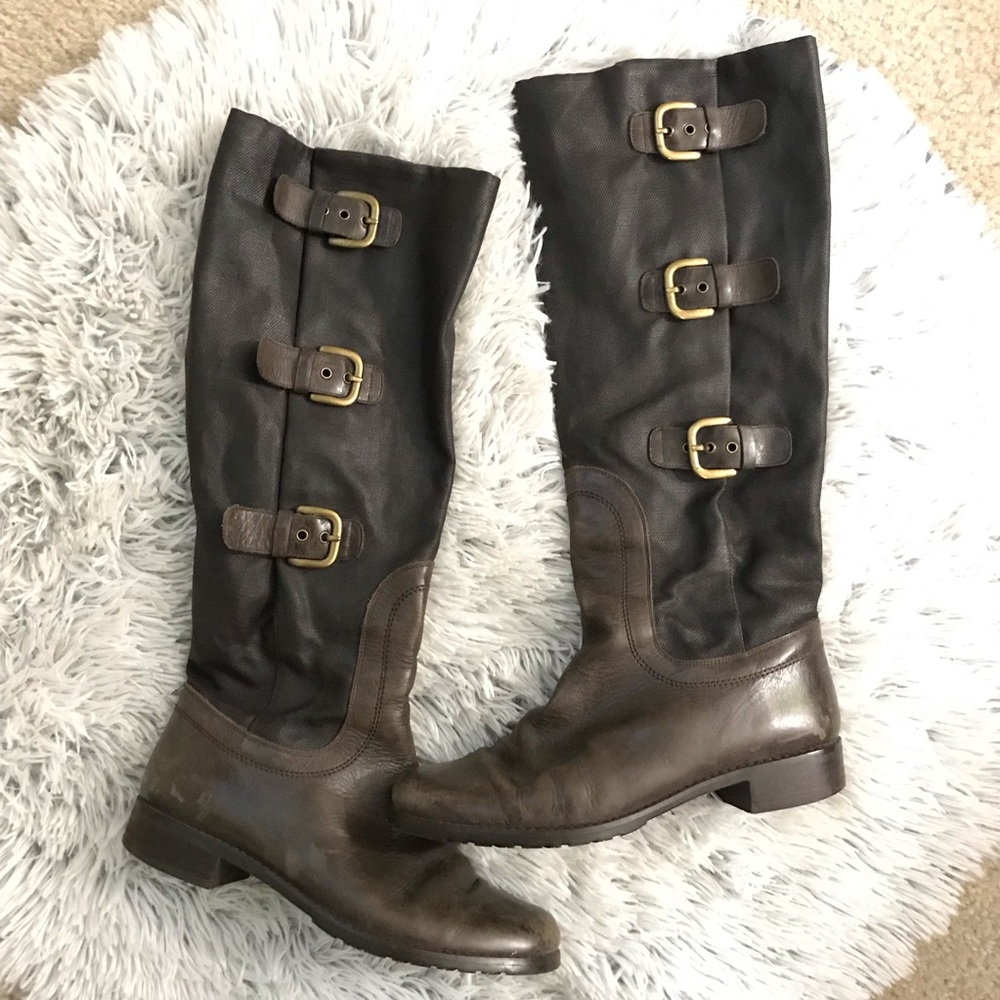 Stuart Weitzman Tall Boots Leather Canvas 8.5